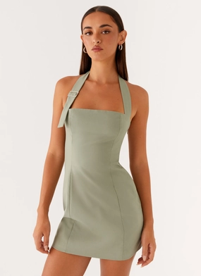 Elegant holiday wear Comfortable fit Bianca Halter Dress - Sage