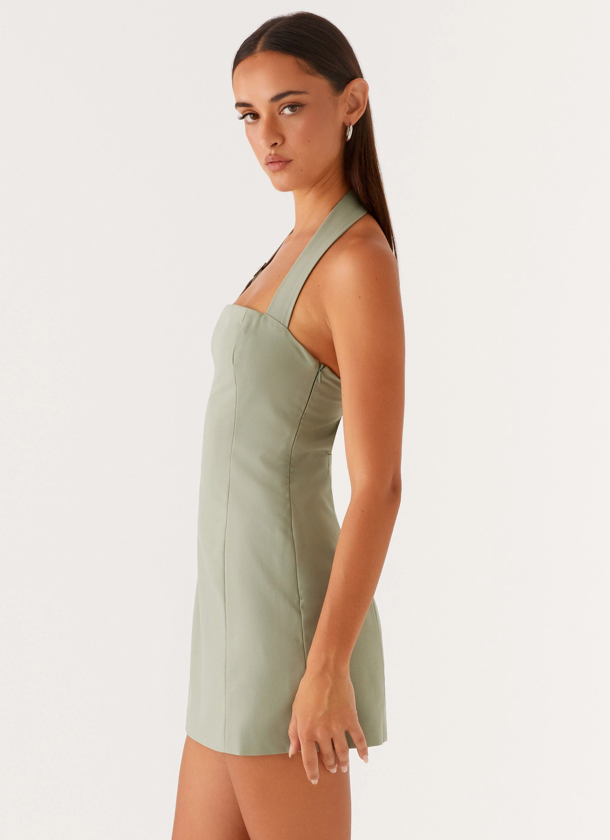 Cool Motion Bianca Halter Dress - Sage