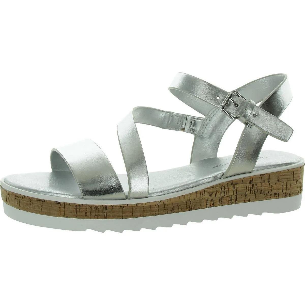 Grandie Womens Faux Leather Adjustable Wedge Sandals Bare Support