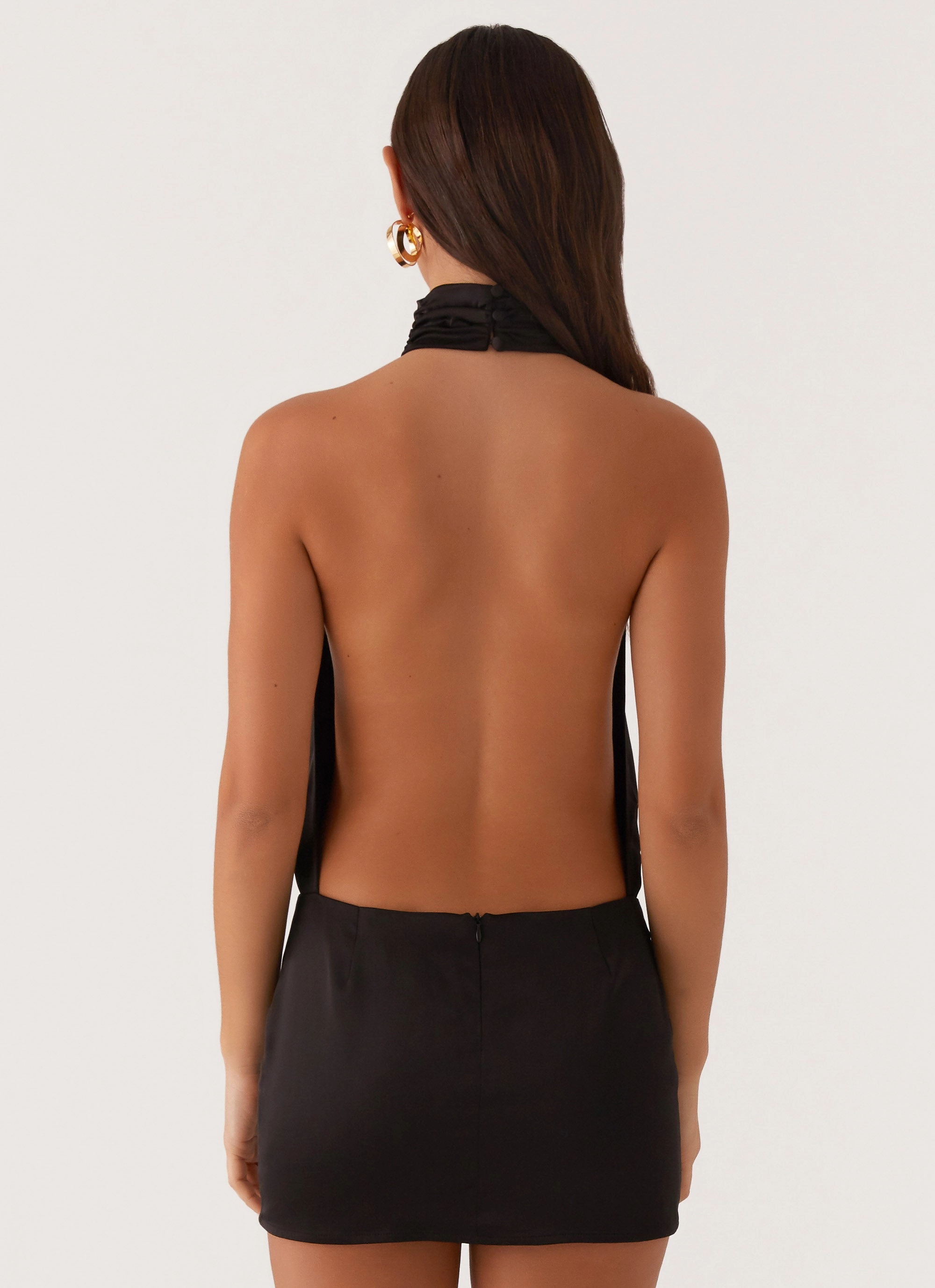 Birdie Halterneck Mini Dress - Black Soft Curve