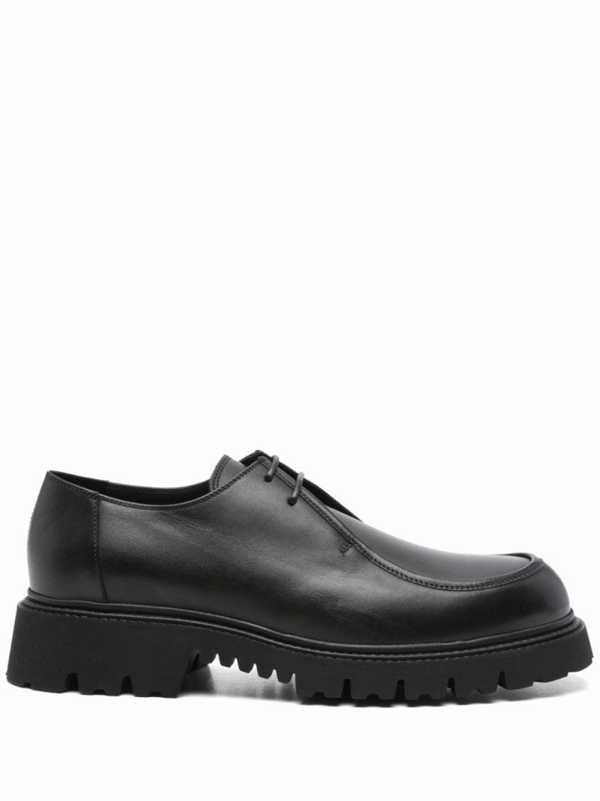 Black Leather Derby Shoes Summer Breath Main Walk