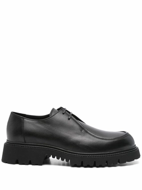Black Leather Derby Shoes Summer Breath Main Walk