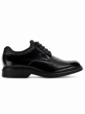 Reinforced Sides Black Leather Dress Shoes