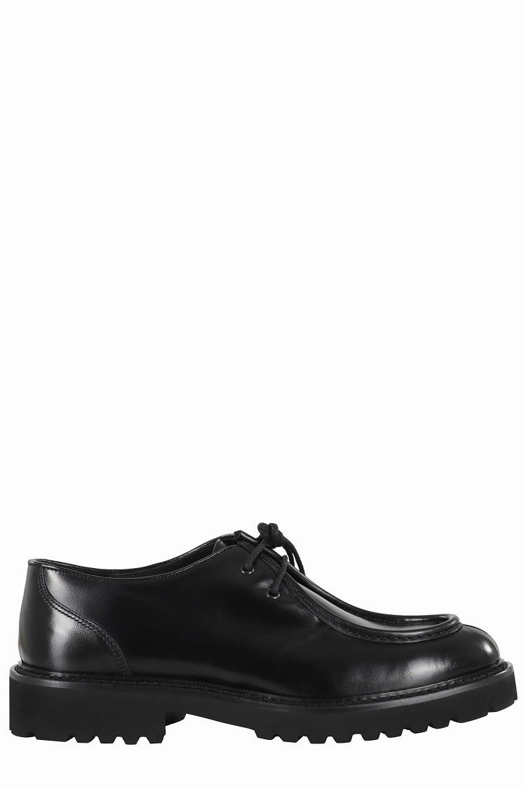 Silent Walk Street Formal Black Smooth Leather Derby Shoes With Lace-Up Closure