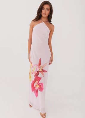Blossom Hearts Maxi Dress - Pink Peony Polished Finish