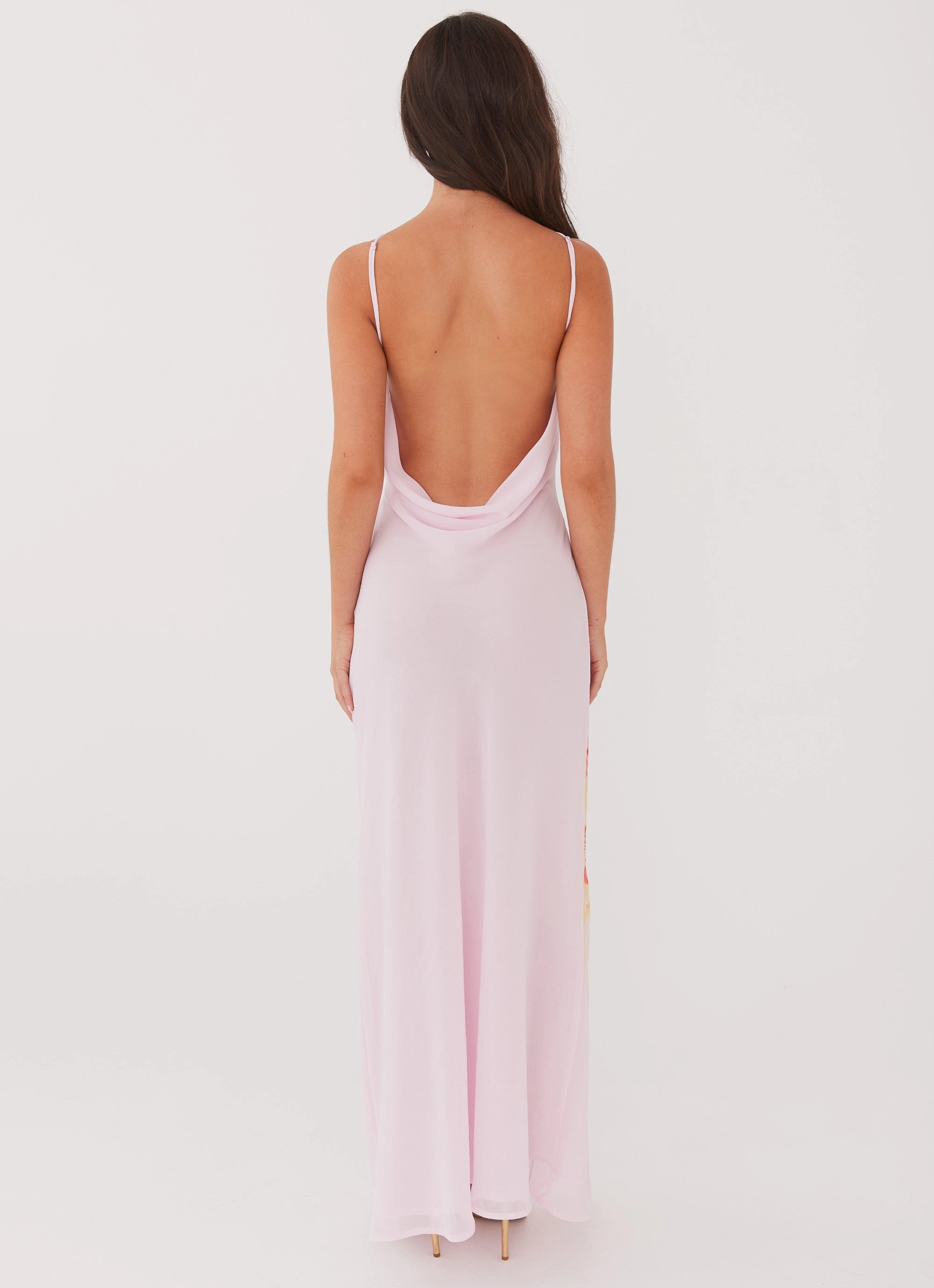 Smart and Elegant Blossom Hearts Maxi Dress - Pink Peony