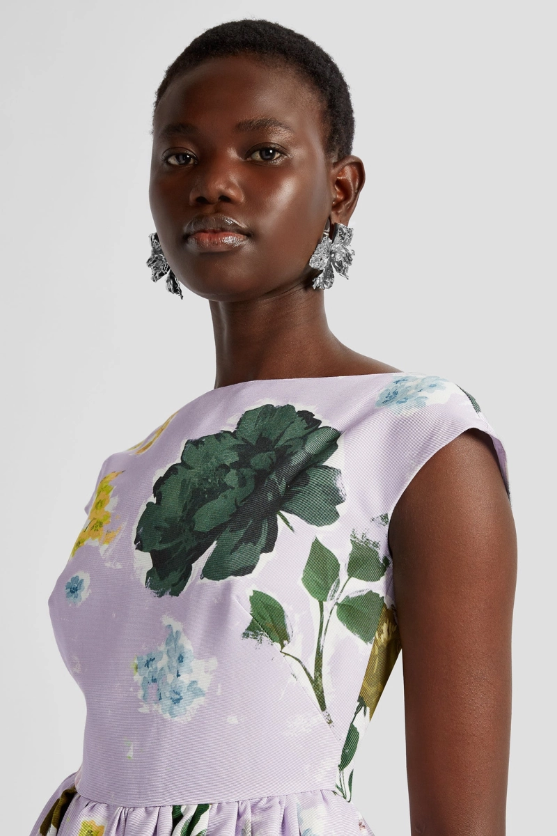 Boat Neck Full Skirt Midi Dress Clean Stitch