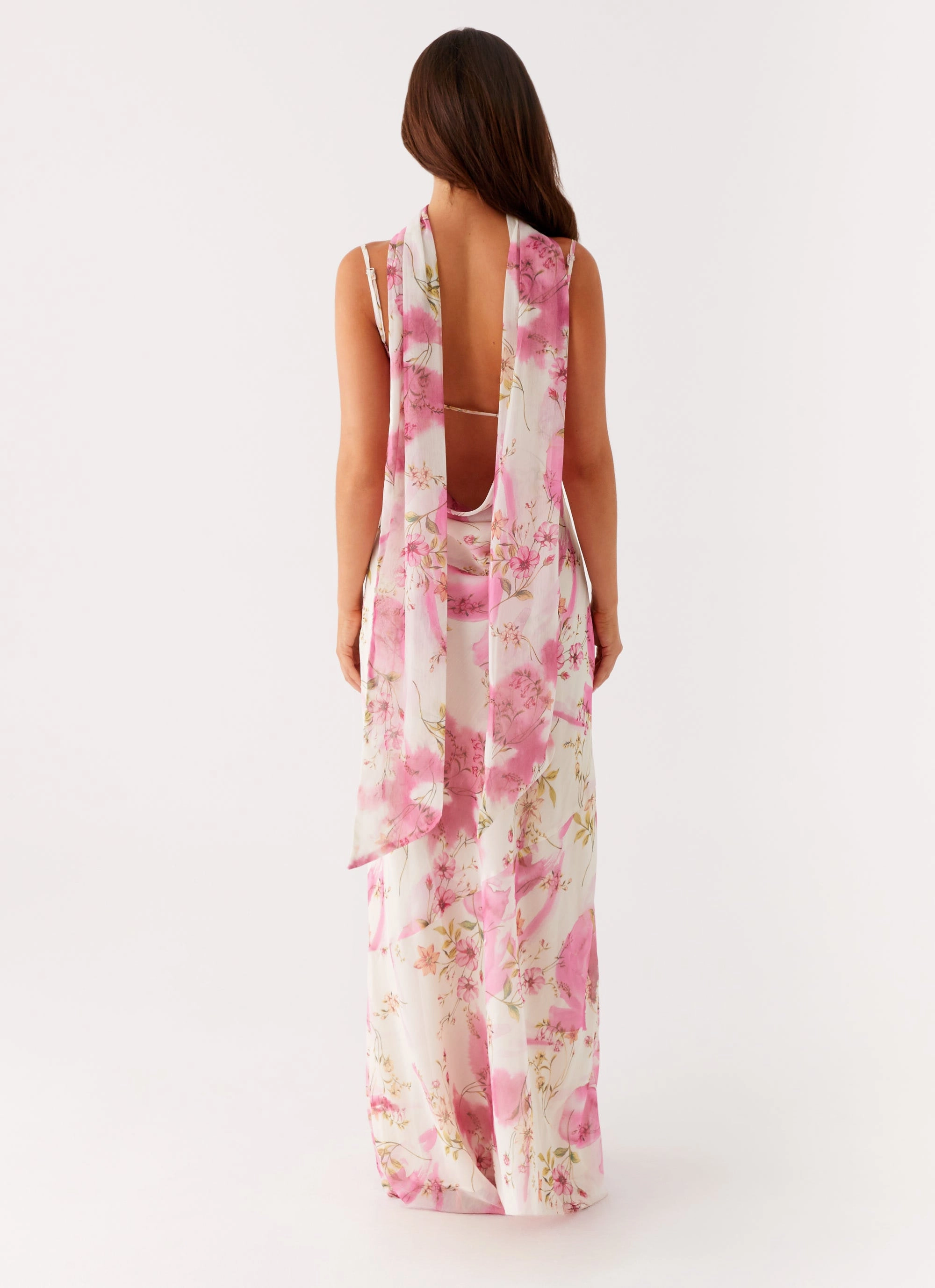 Spencer Maxi Dress - Ivory Floral Print Blush Glow Floral Pattern