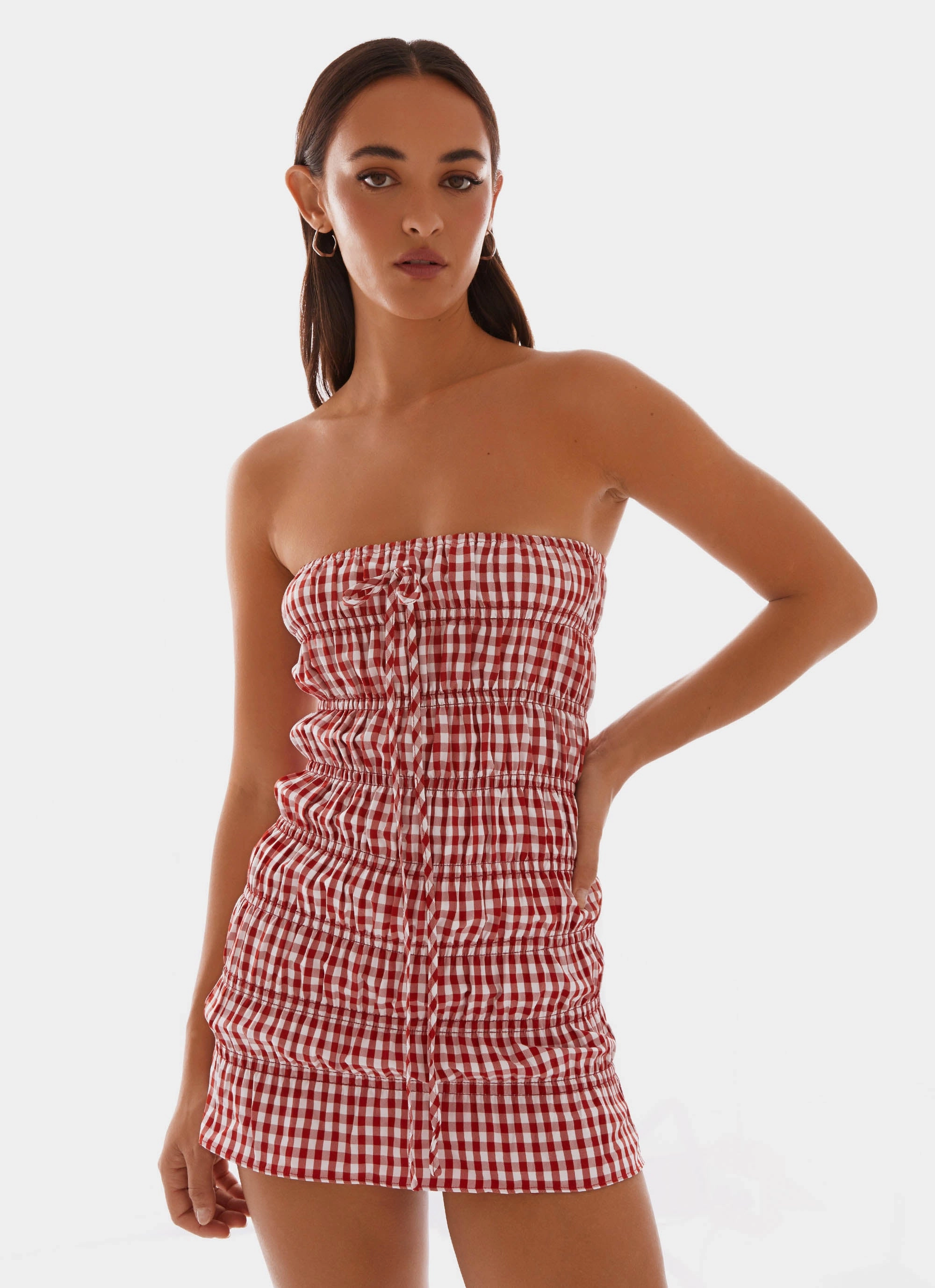 Adele Mini Dress - Red Gingham Trendy Vibes Light Attitude