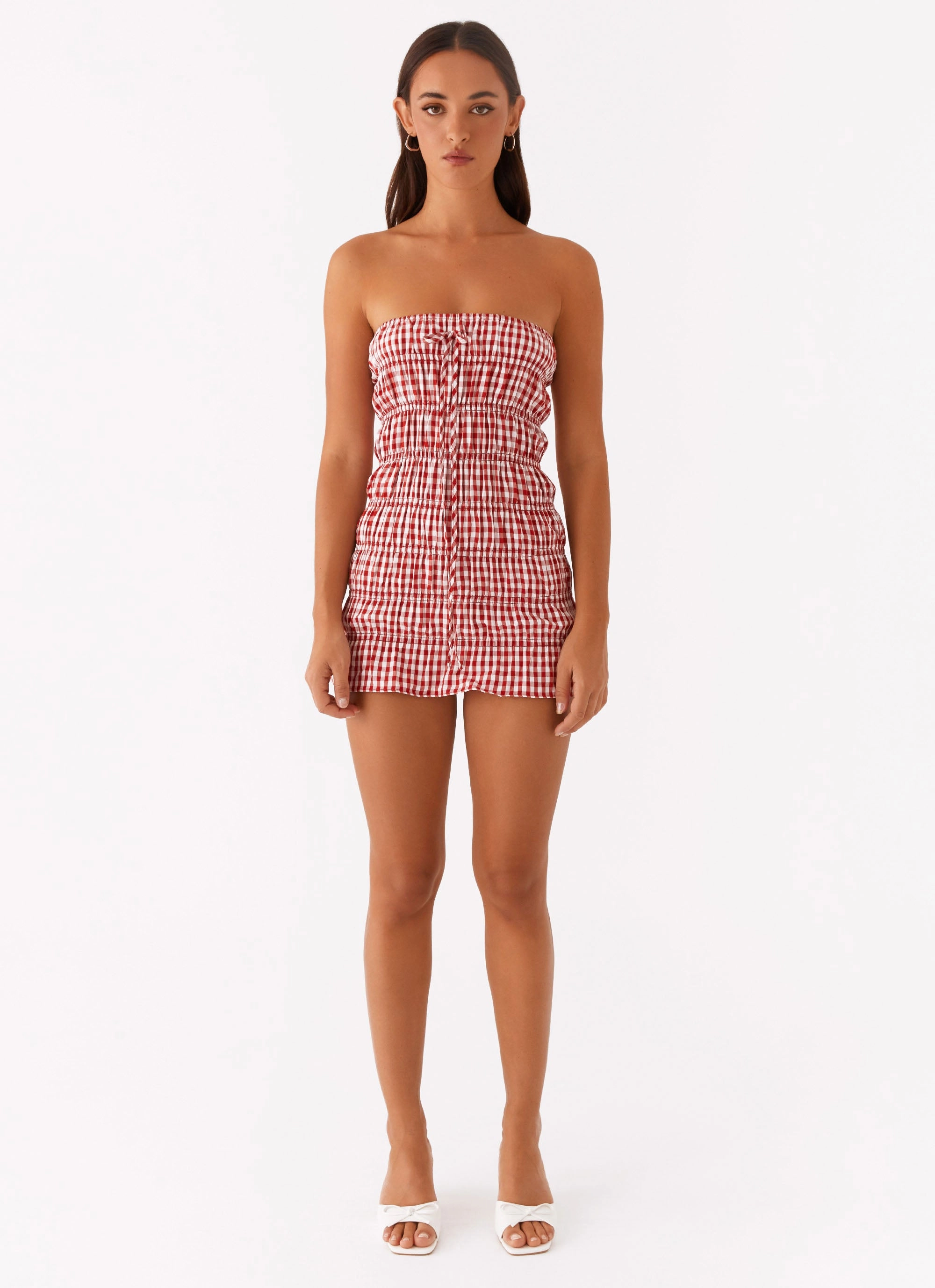 Adele Mini Dress - Red Gingham Happy Soul