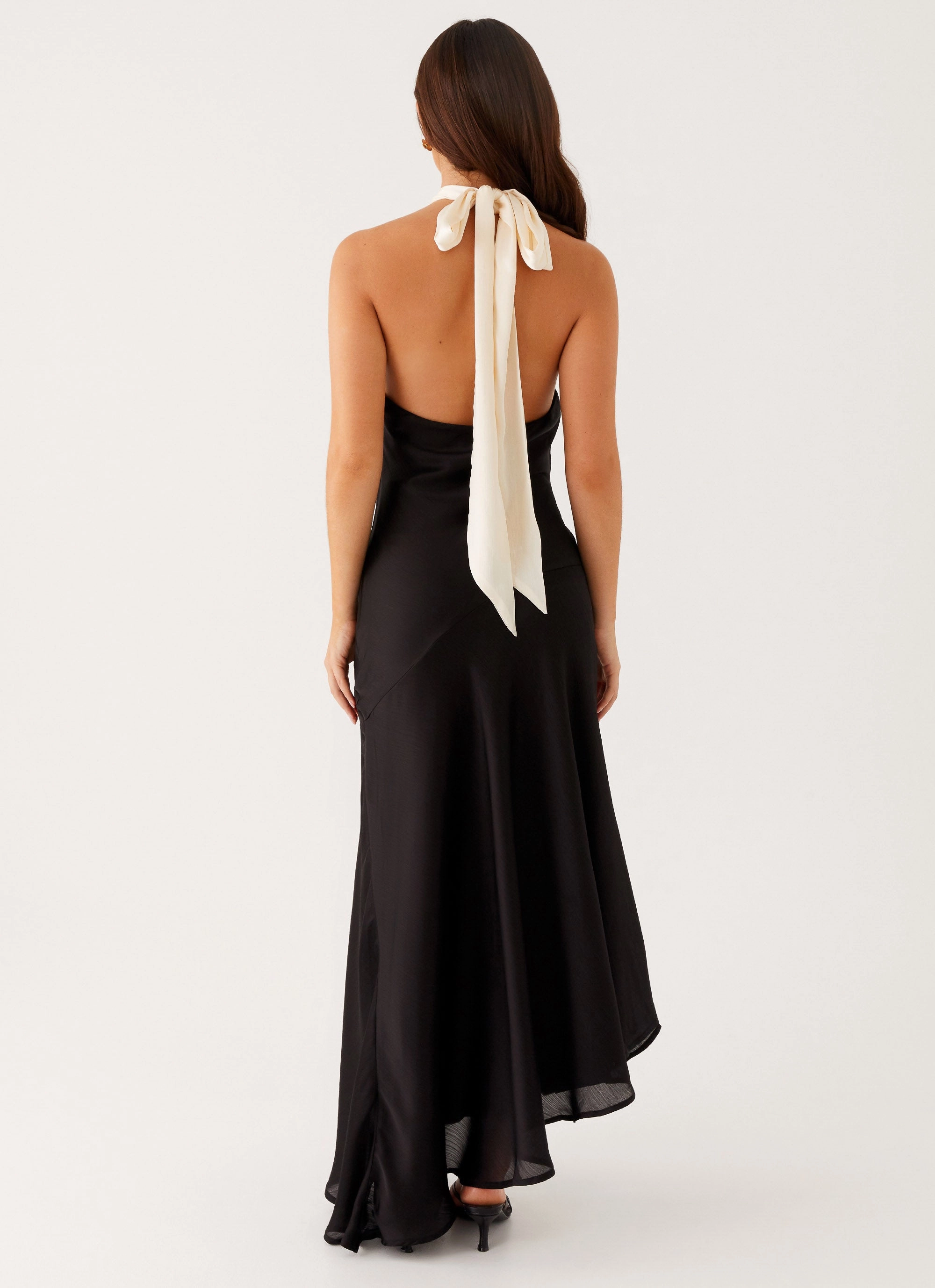 Sleek Draping Night Owl Maxi Dress - Black