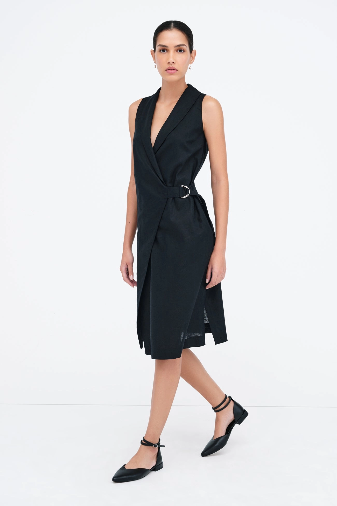 Tabitha Linen-Blend Dress Sleek Fit