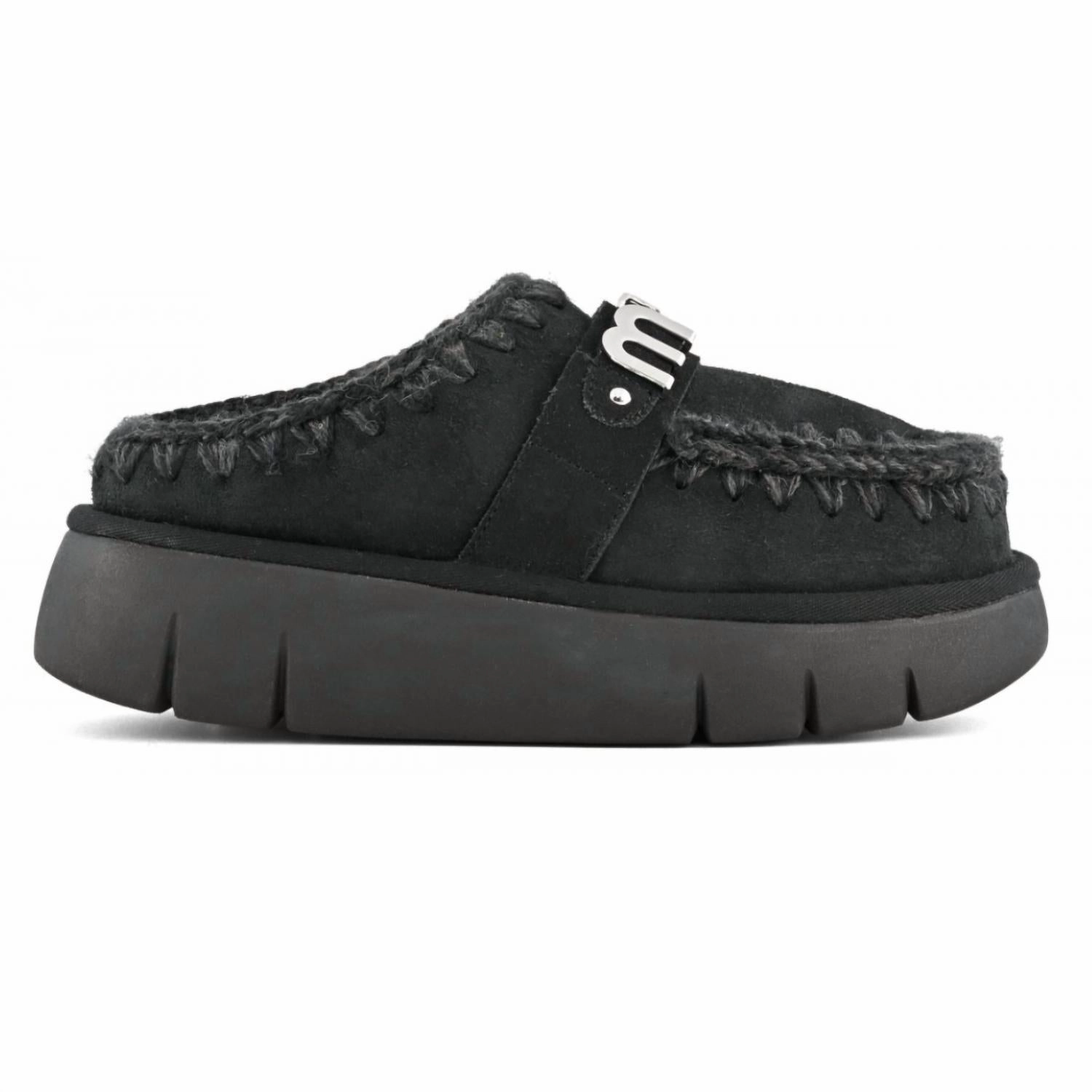 Good Arch Support Comfortable For Road Running Bounce Clog Metal Logo In Black