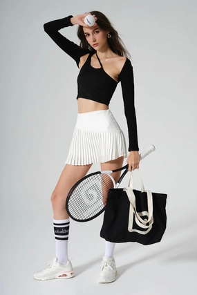 ethnic style Dahlia Pleated Skirt - White