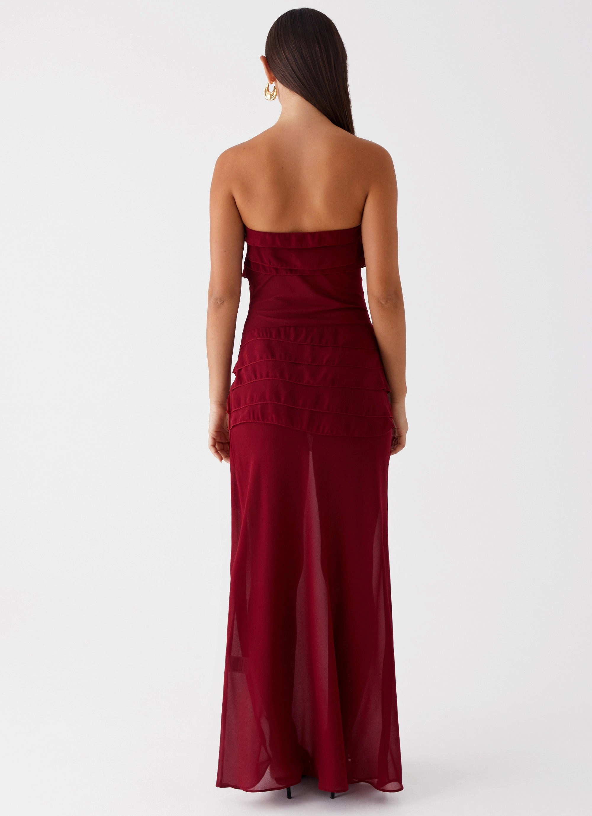 Resort Outfit Dreamy Touch Into The Night Maxi Dress - Cherry Red