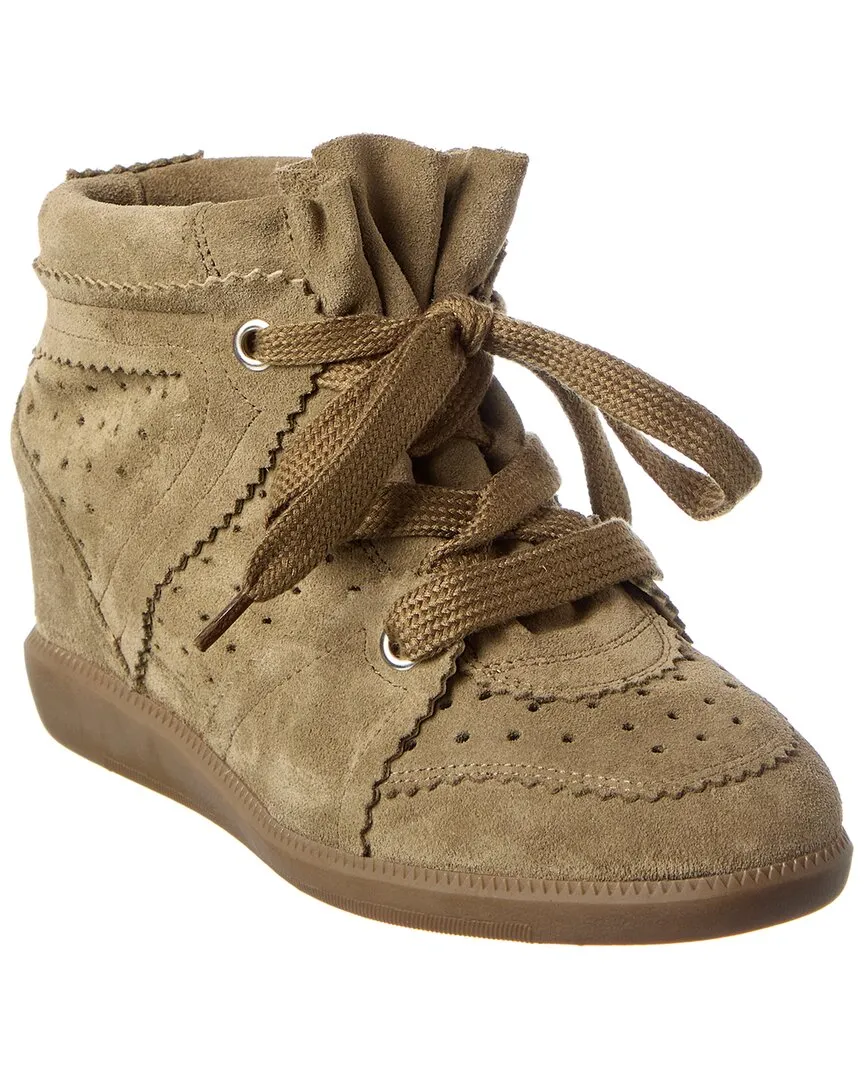 Odor Resistant Linings Adjustable Straps Isabel Marant Bobby Suede Wedge Sneaker