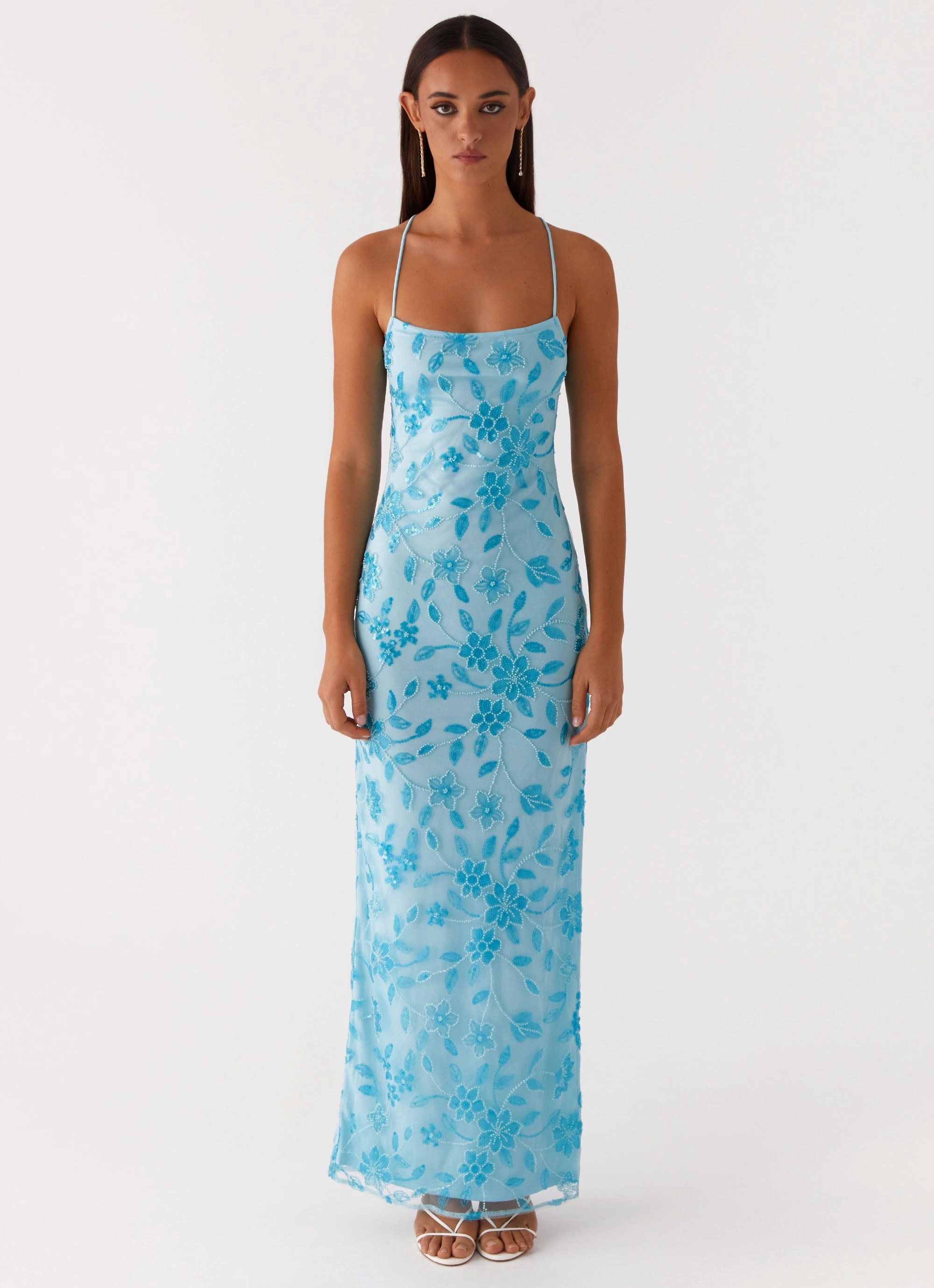 Bright Lights Beaded Maxi Dress - Blue BreathableFabric City Rhythm