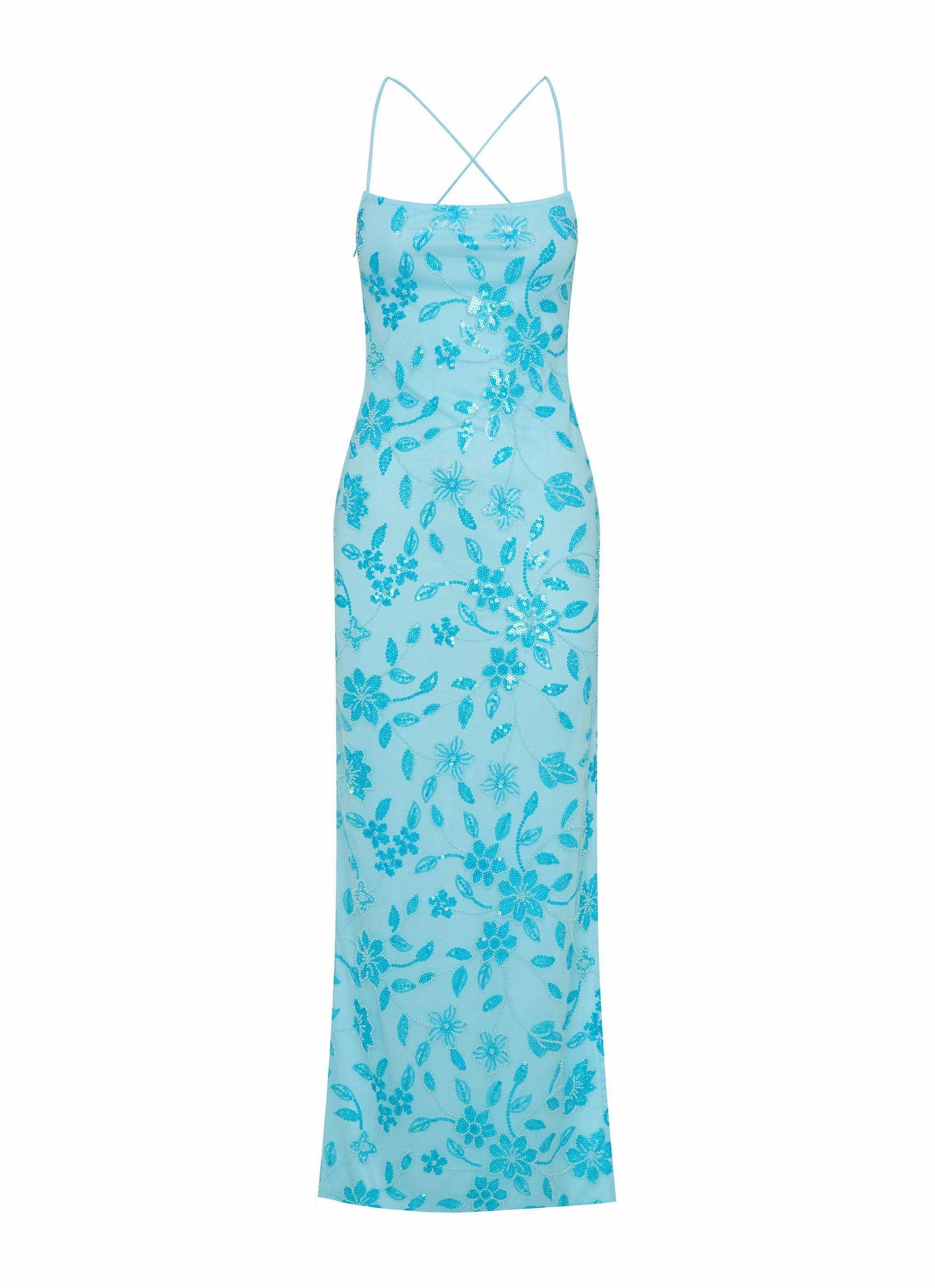 Smart touch Street Ready Bright Lights Beaded Maxi Dress - Blue