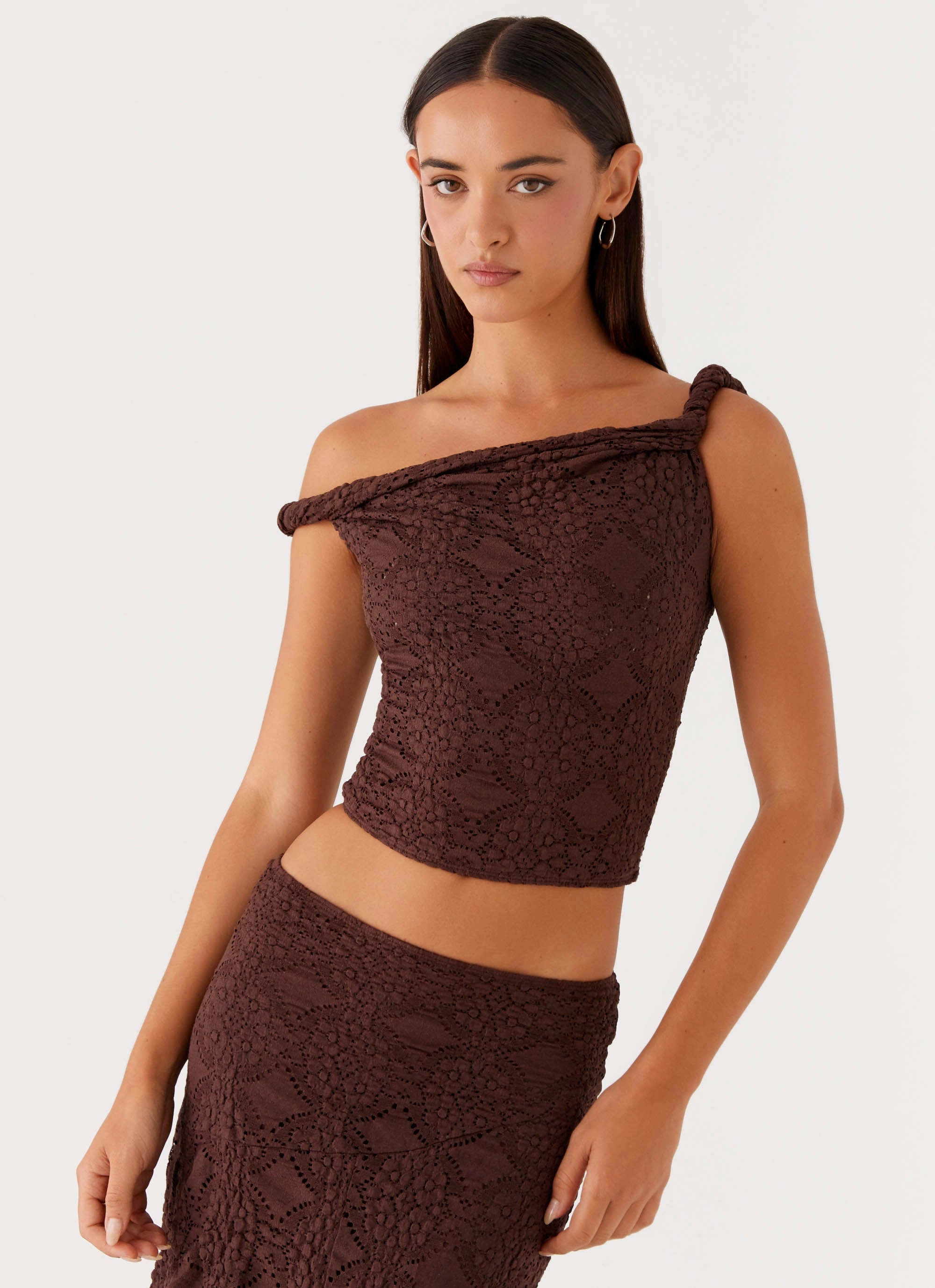 Feminine Touch Fresh Appeal Diamond Sky Top - Chocolate