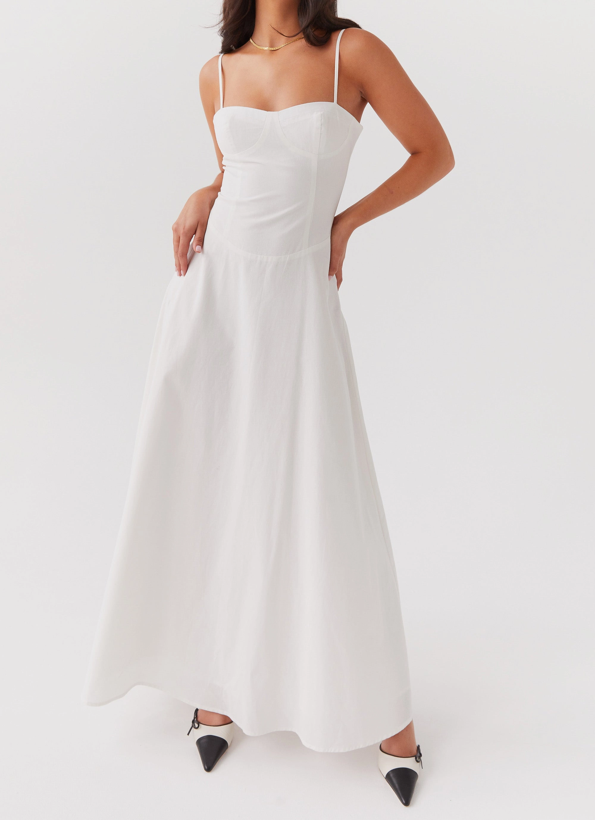 Angelina Linen Maxi Dress - White Playful and flirty dress Soft and Light