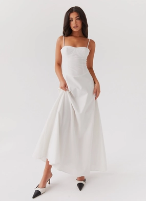 Angelina Linen Maxi Dress - White Mood Look Beachwear