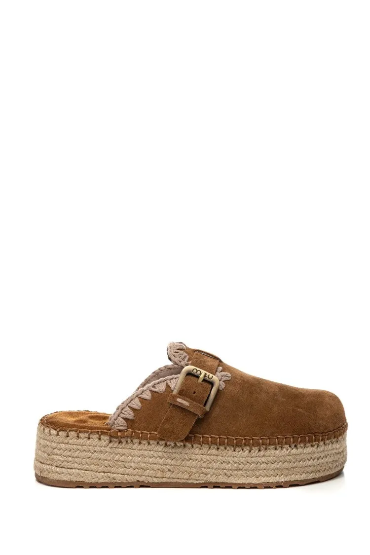 Brown Suede Slip-On Espadrille Shoes Wraparound Strap Breath Mesh