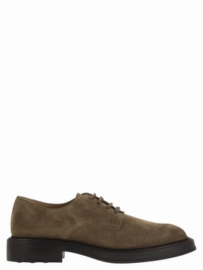 Brown Suede Lace-Up Derby Shoes Smart Appearance