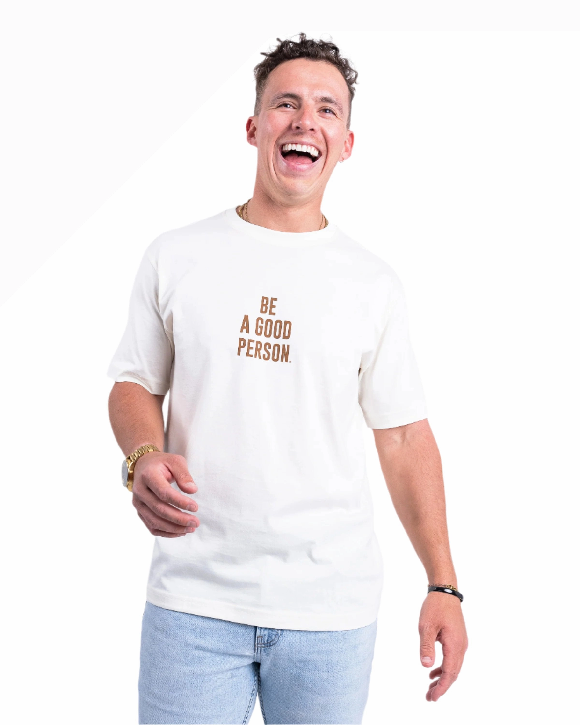 Signature T-Shirt - Cream/Brown Comfort Flex Sophisticated Casual