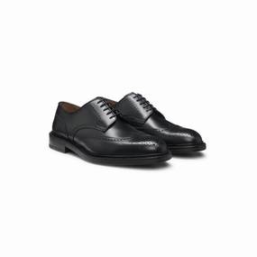 Burnished-leather Derby shoes with brogue details Client Visit