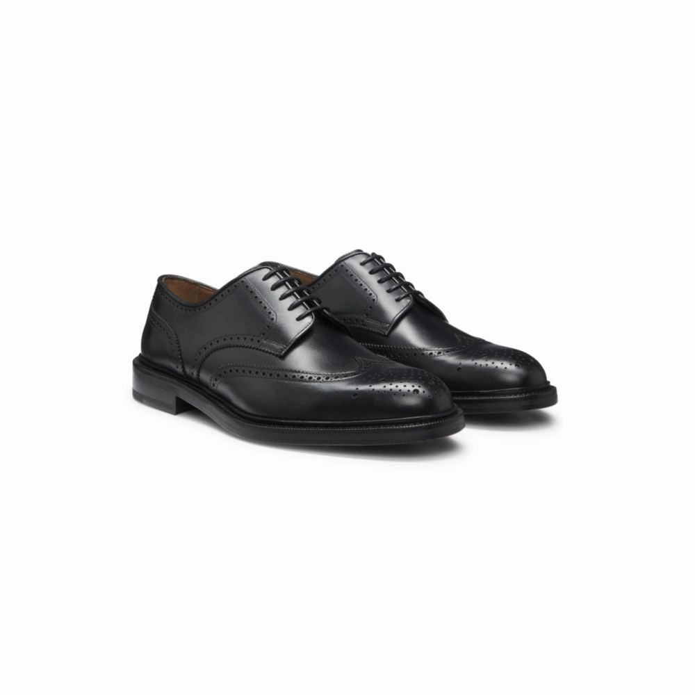 Silent Glide Even Shade Burnished-leather Derby shoes with brogue details