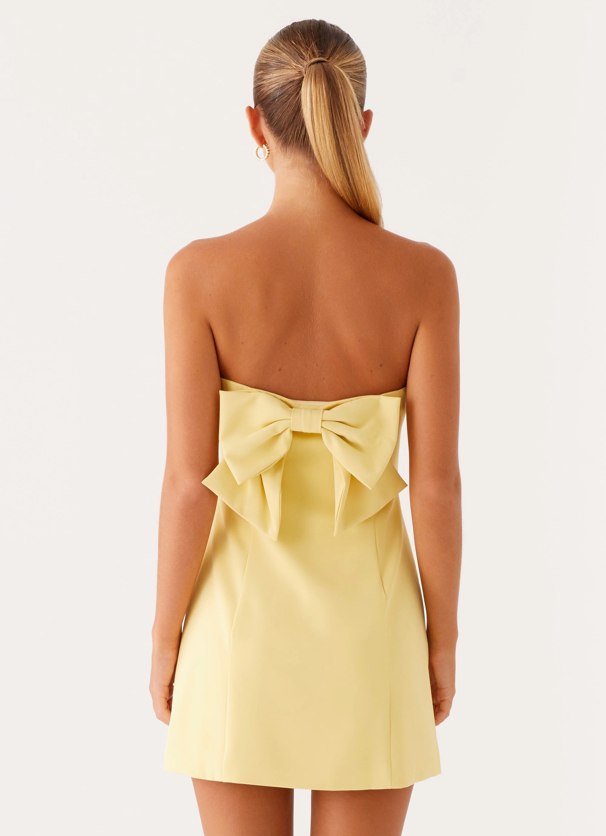 Stylish Look Honey Bow Mini Dress - Yellow