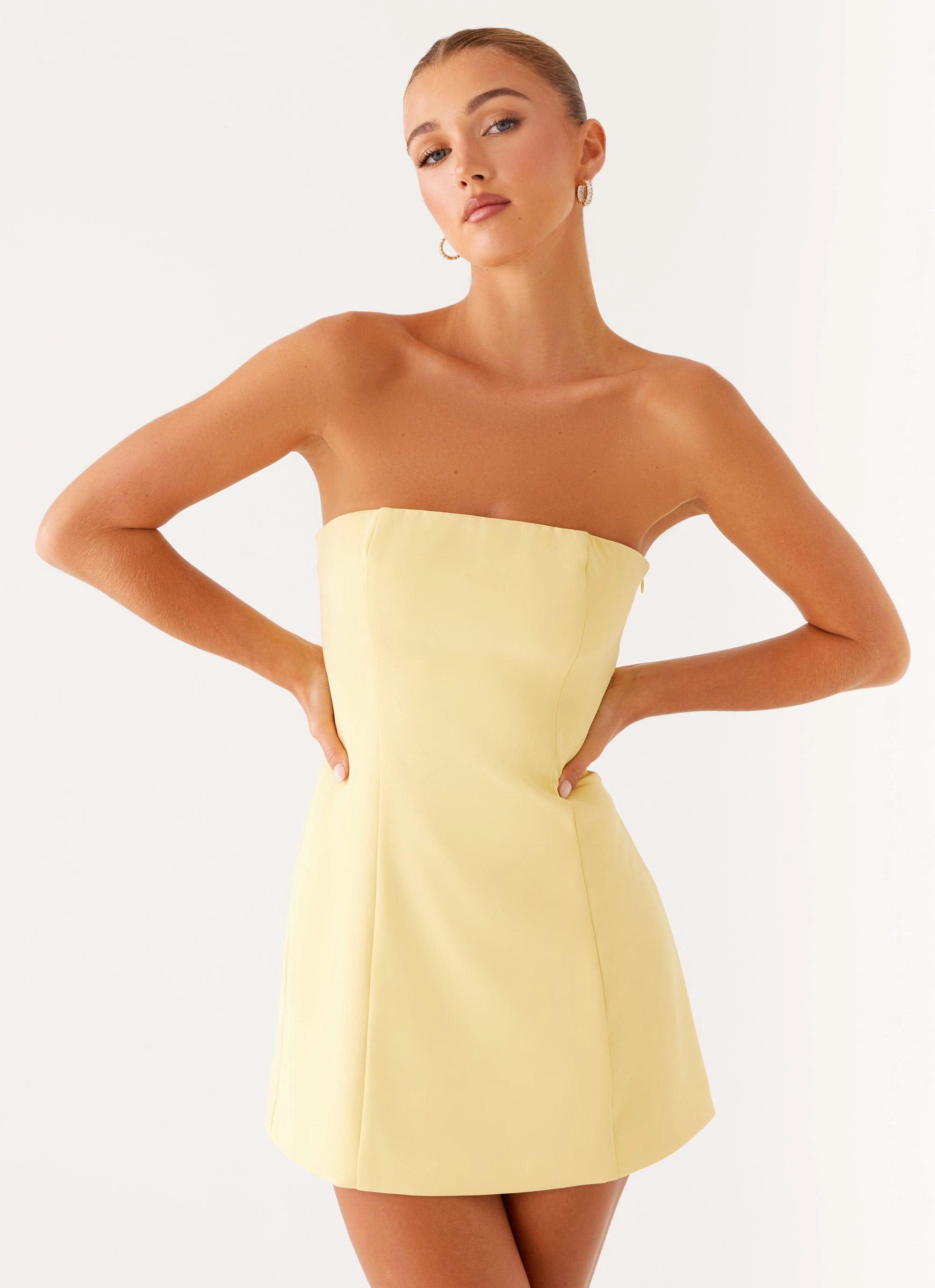 Comfortable shift dress Honey Bow Mini Dress - Yellow