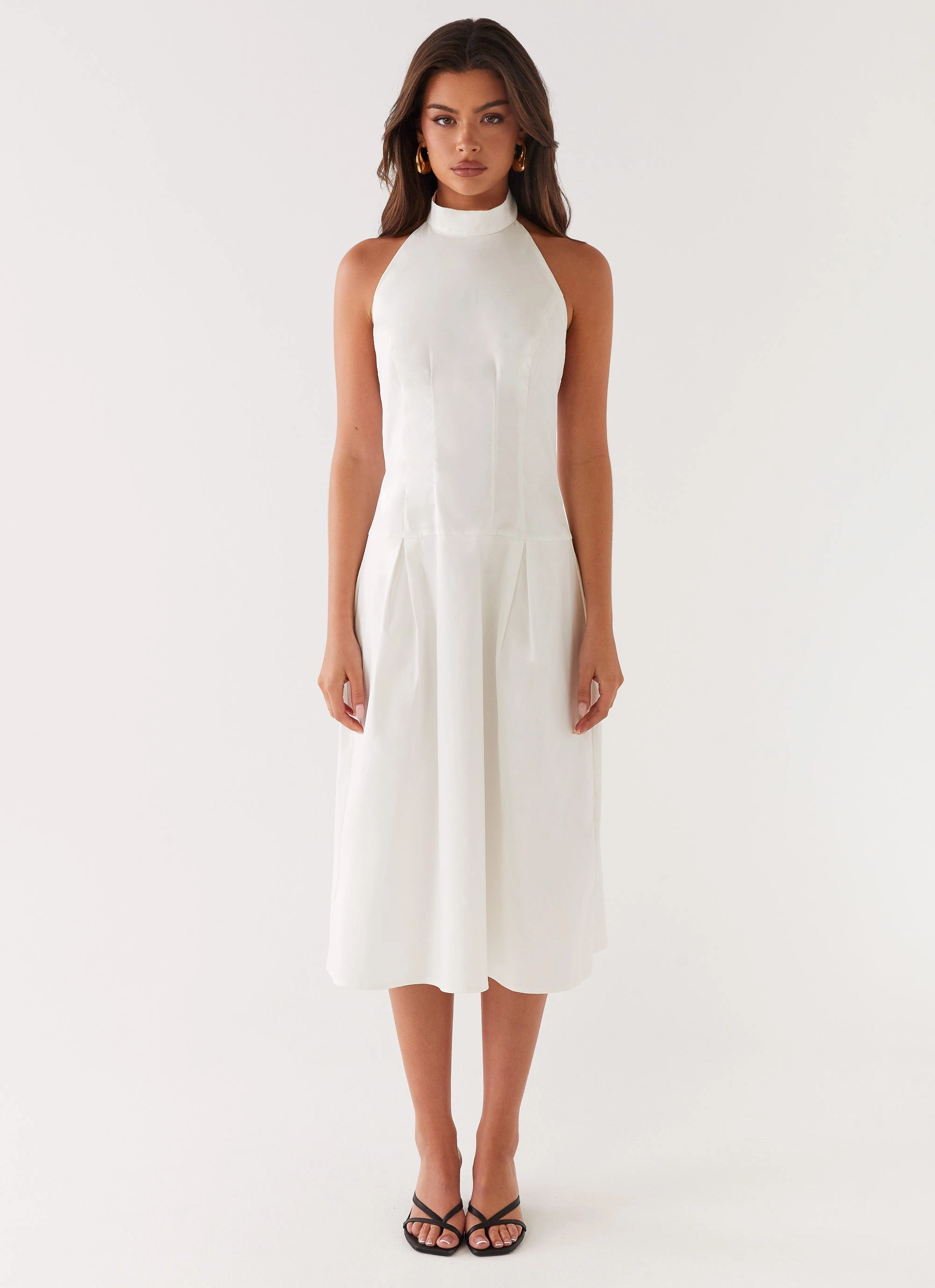 Summer Air Soft Fit Wear Calla Halter Midi Dress - White