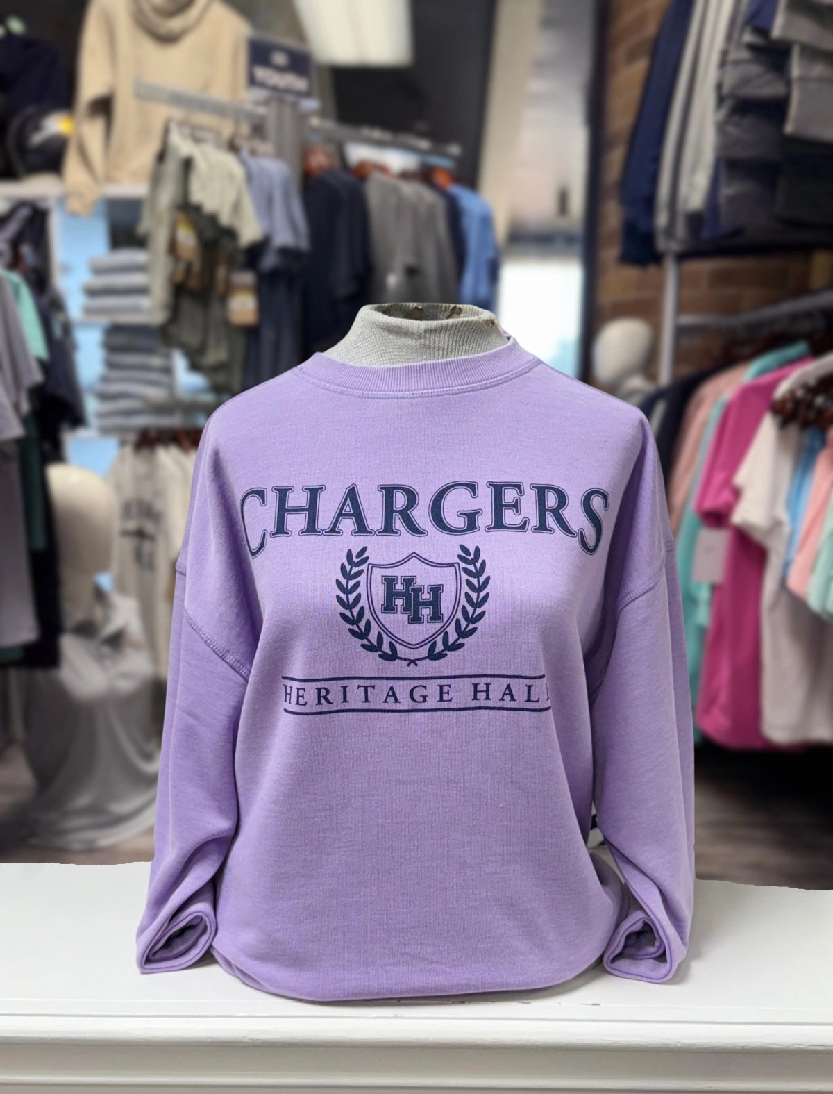 Campus Crew Sweatshirt, lilac, Chargers with Crest Relaxed Street