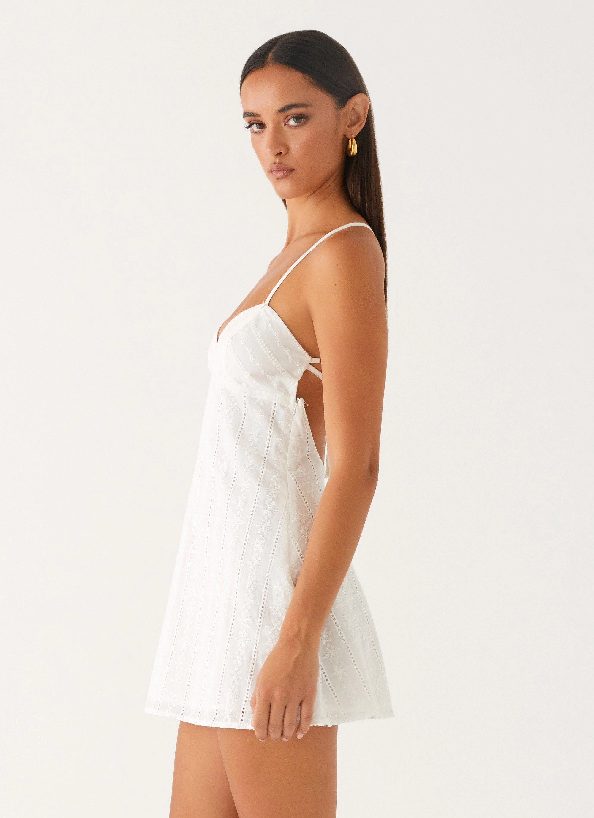 Draped Silhouette Inara Mini Dress - Ivory