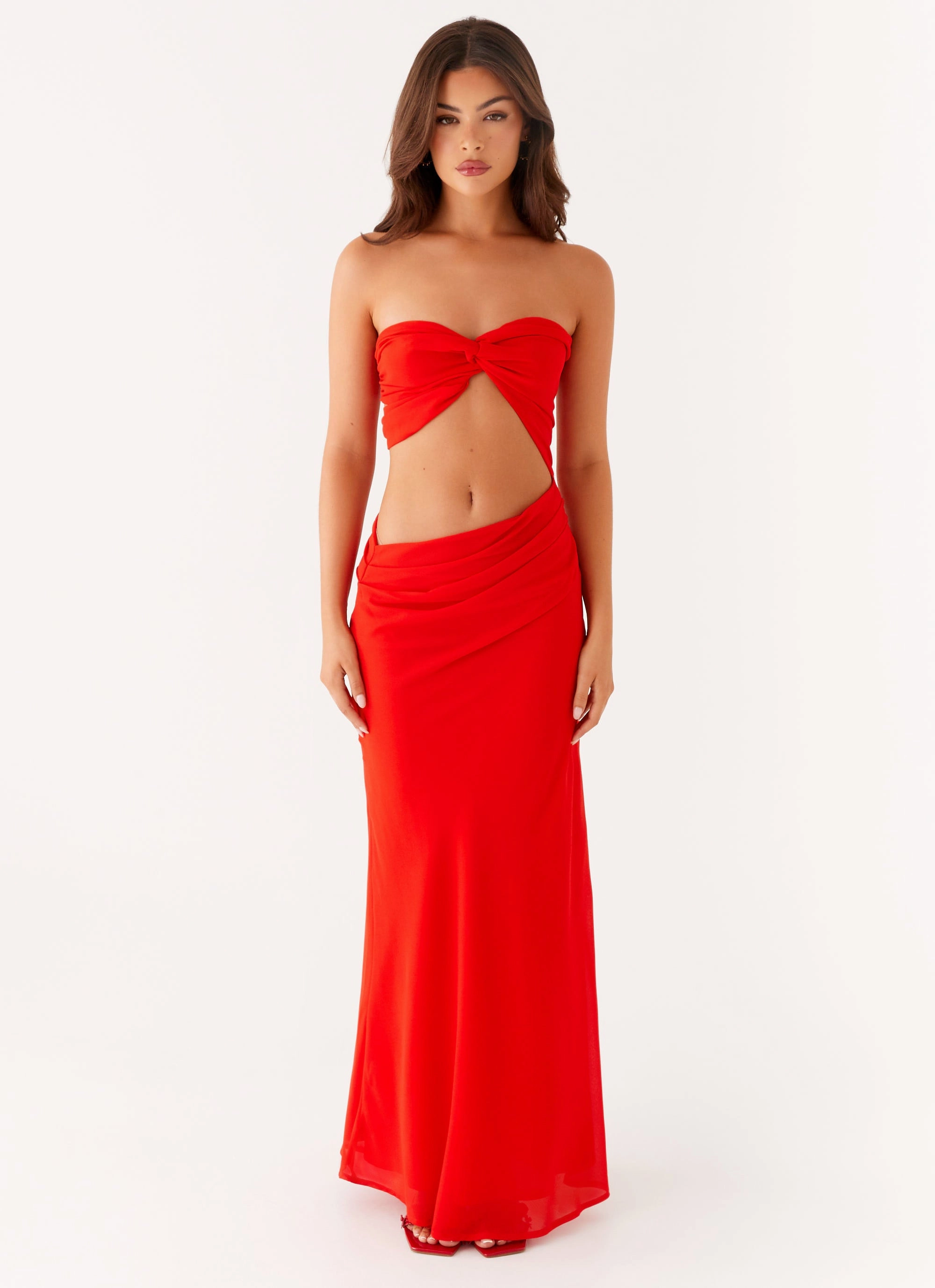 Statement-Print Carla Maxi Dress - Red