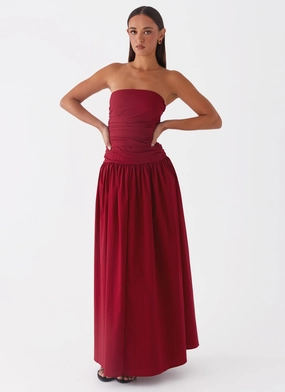 Carmel Maxi Dress - Merlot Light Wear Feminine Tailoring