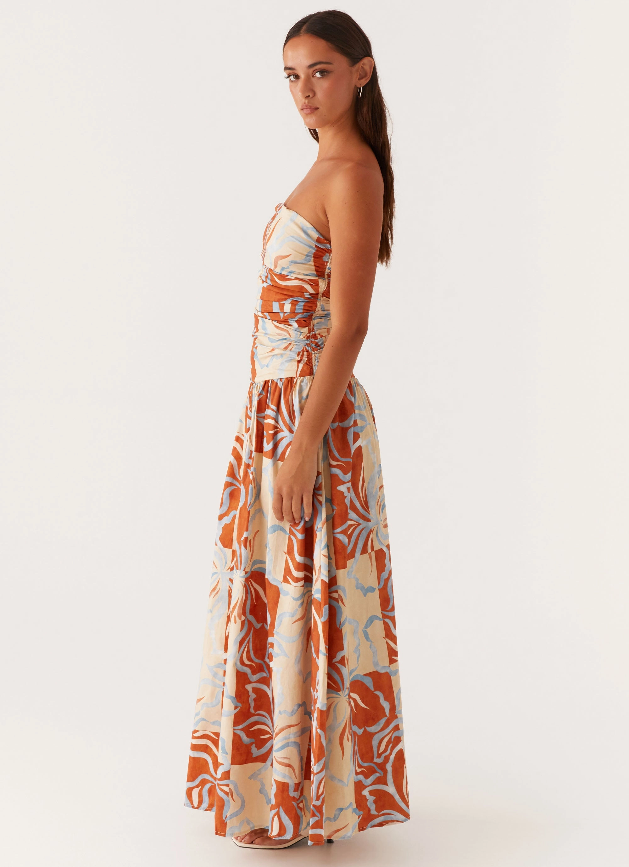 Carmel Maxi Dress - Orange Blue Floral Body Positive Luxe Wear