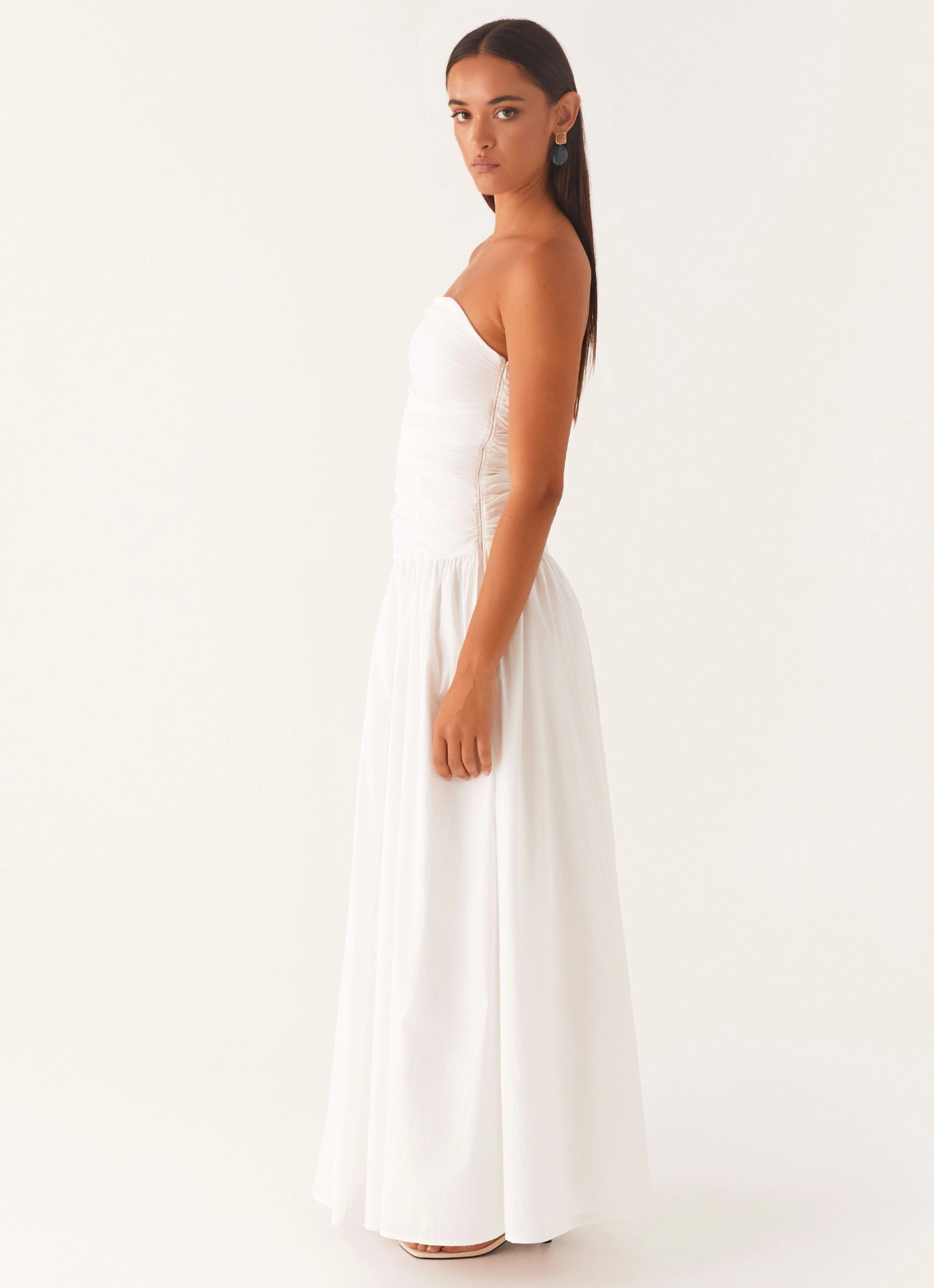 Dark Tones Carmel Maxi Dress - White