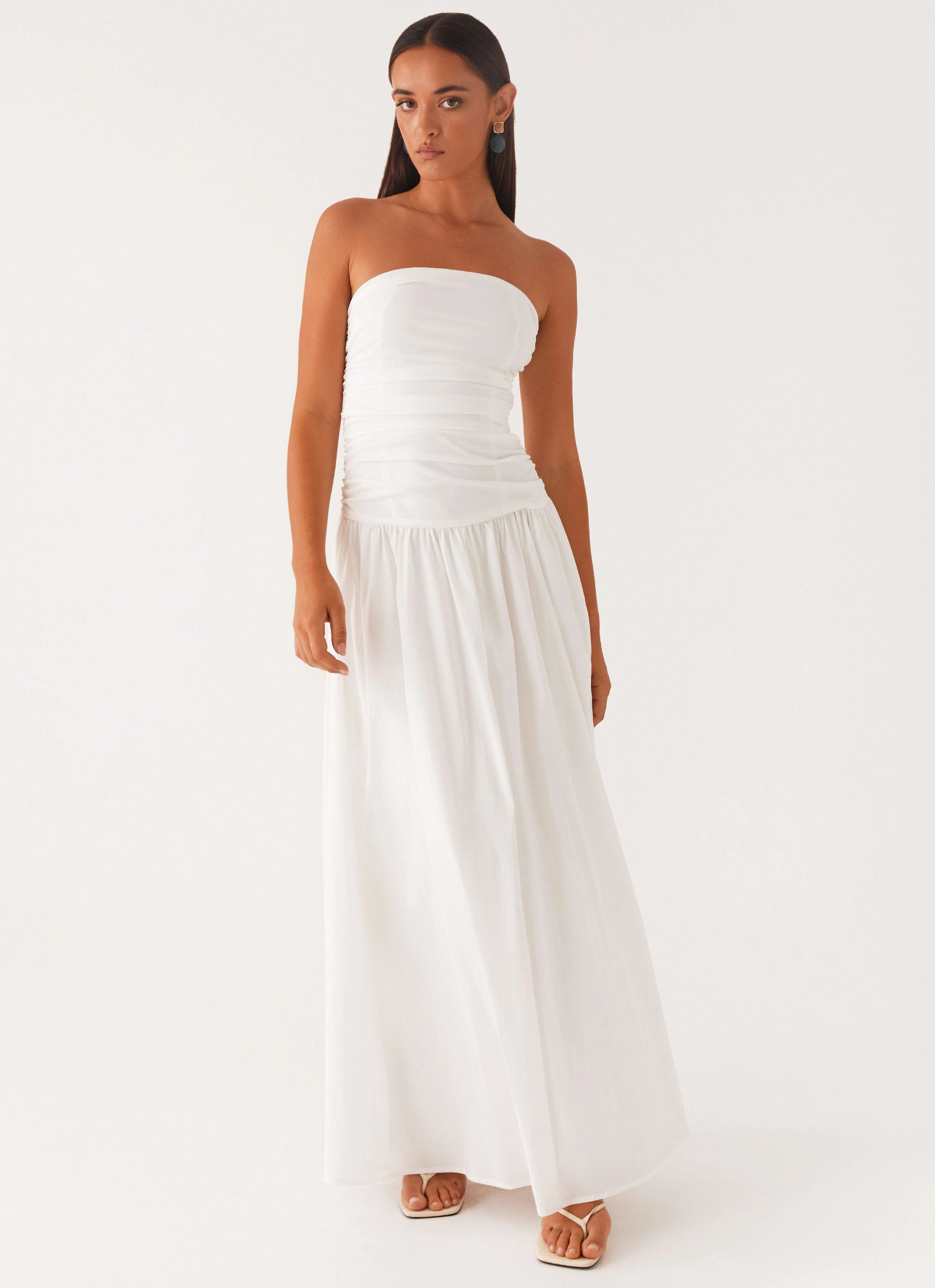 Carmel Maxi Dress - White Editor??s-Pick Delicate Lines