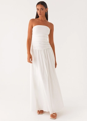 Carmel Maxi Dress - White Editor??s-Pick Delicate Lines