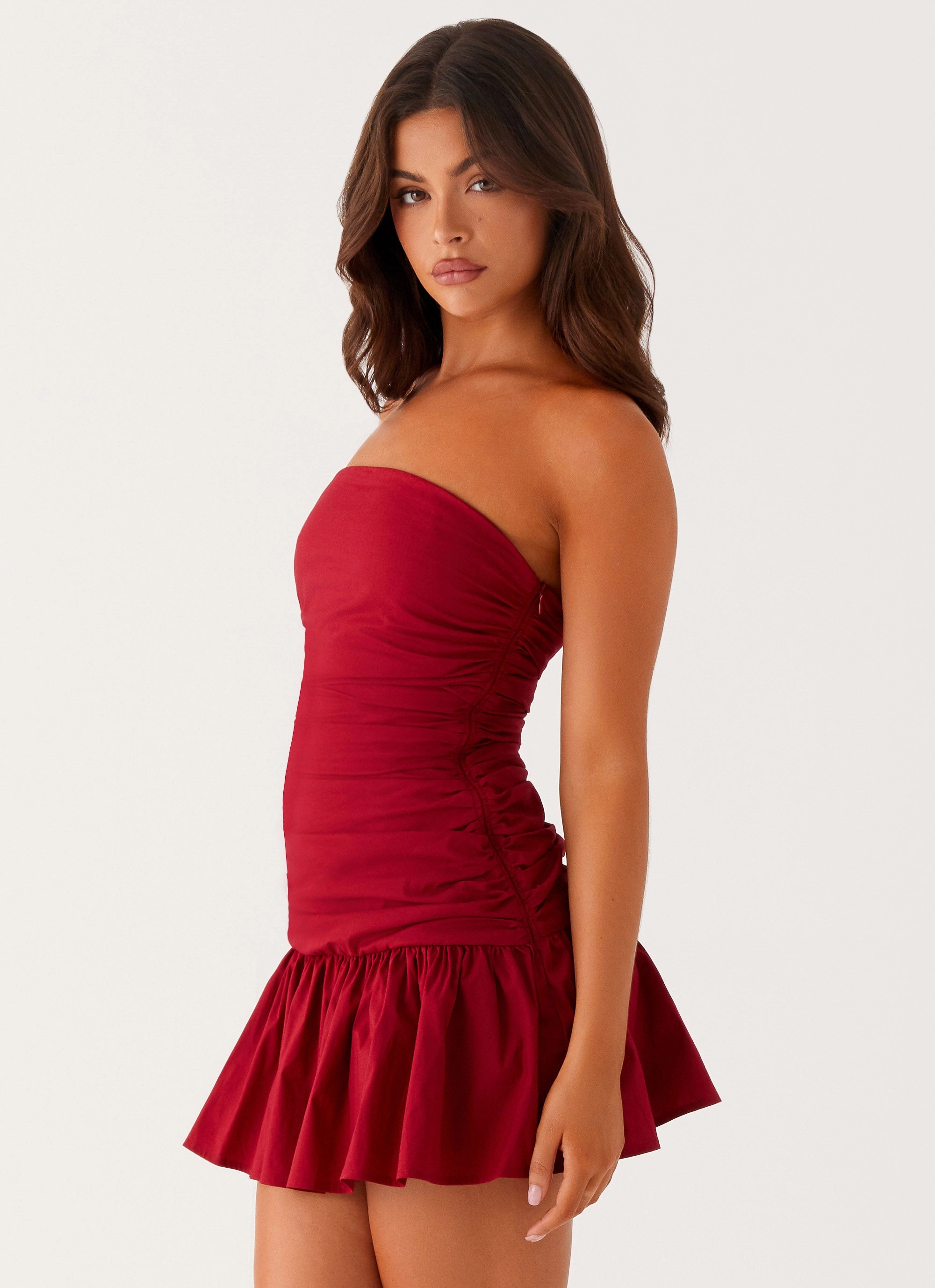 Carmel Mini Dress - Merlot Comfortable Shape Luxe Fit