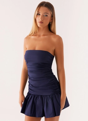 Carmel Mini Dress - Navy Elegant Style Simple Mood