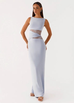 Karma Maxi Dress - Blue Sustainable-Lining Dry-Clean-Only