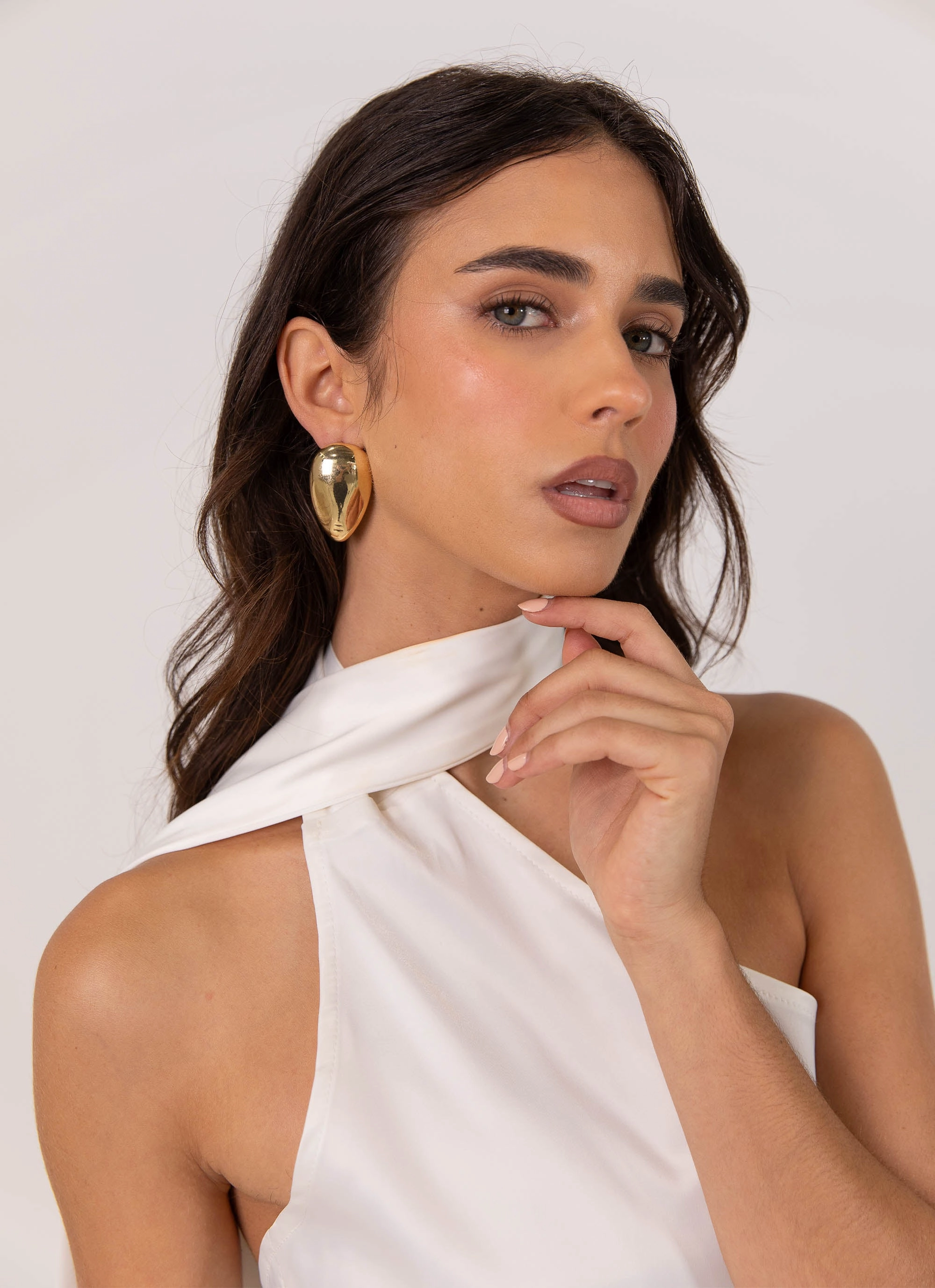 Cap-Sleeve Cassandra Scarf Mini Dress - Pearl