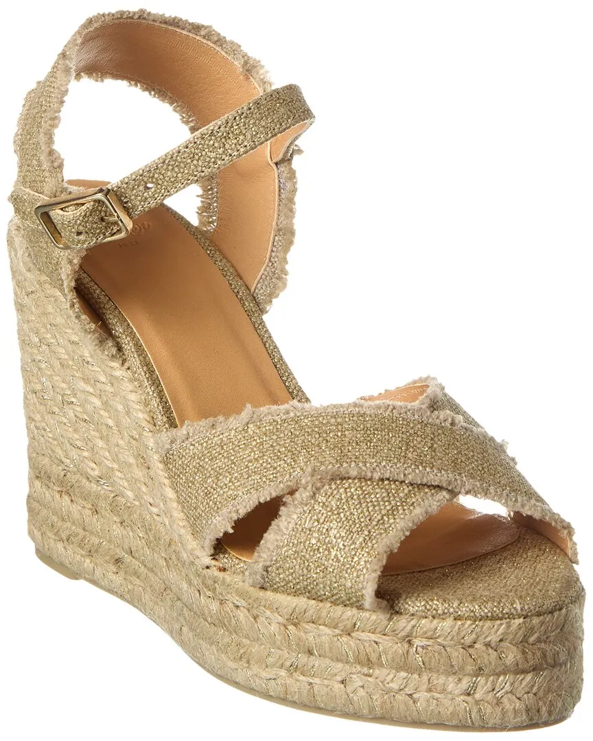 Casta?er Bromelia 100 Metallic Canvas Wedge Espadrille Dressy Style