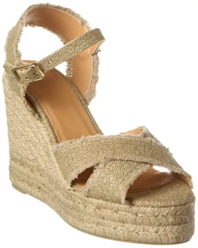 Casta?er Bromelia 100 Metallic Canvas Wedge Espadrille Light Travel Sandals