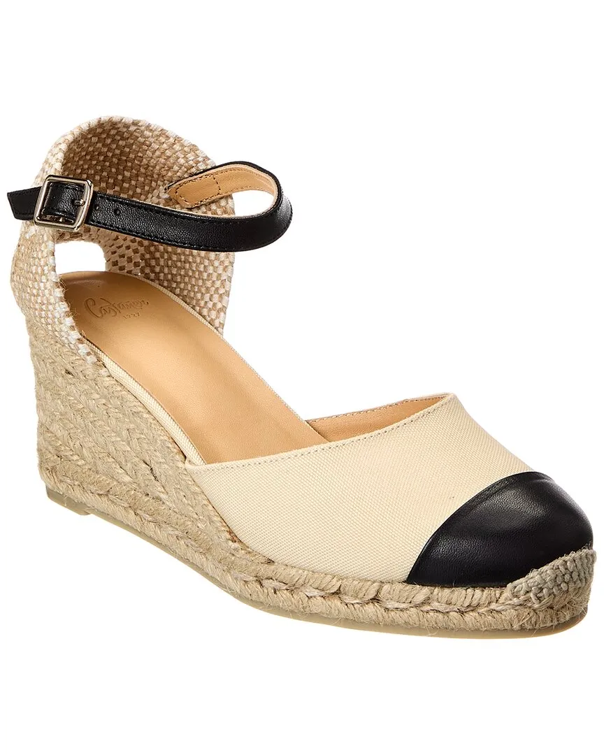Casta?er Coraline Leather & Canvas Wedge Sandal Chic Sandals for Every Day Casual Sandals