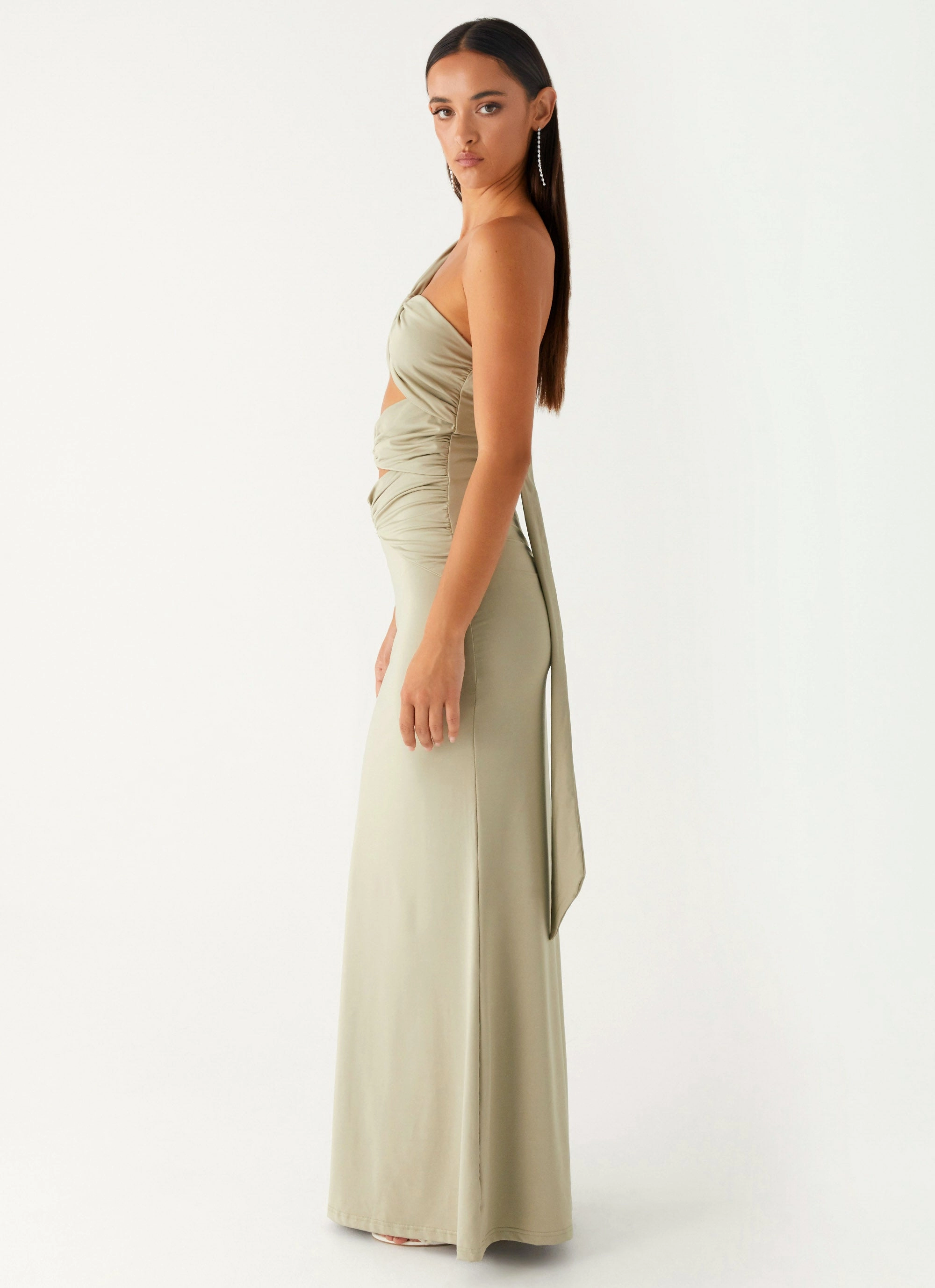 Christie Maxi Dress - Sage Edge Detail Sleek And Stylish