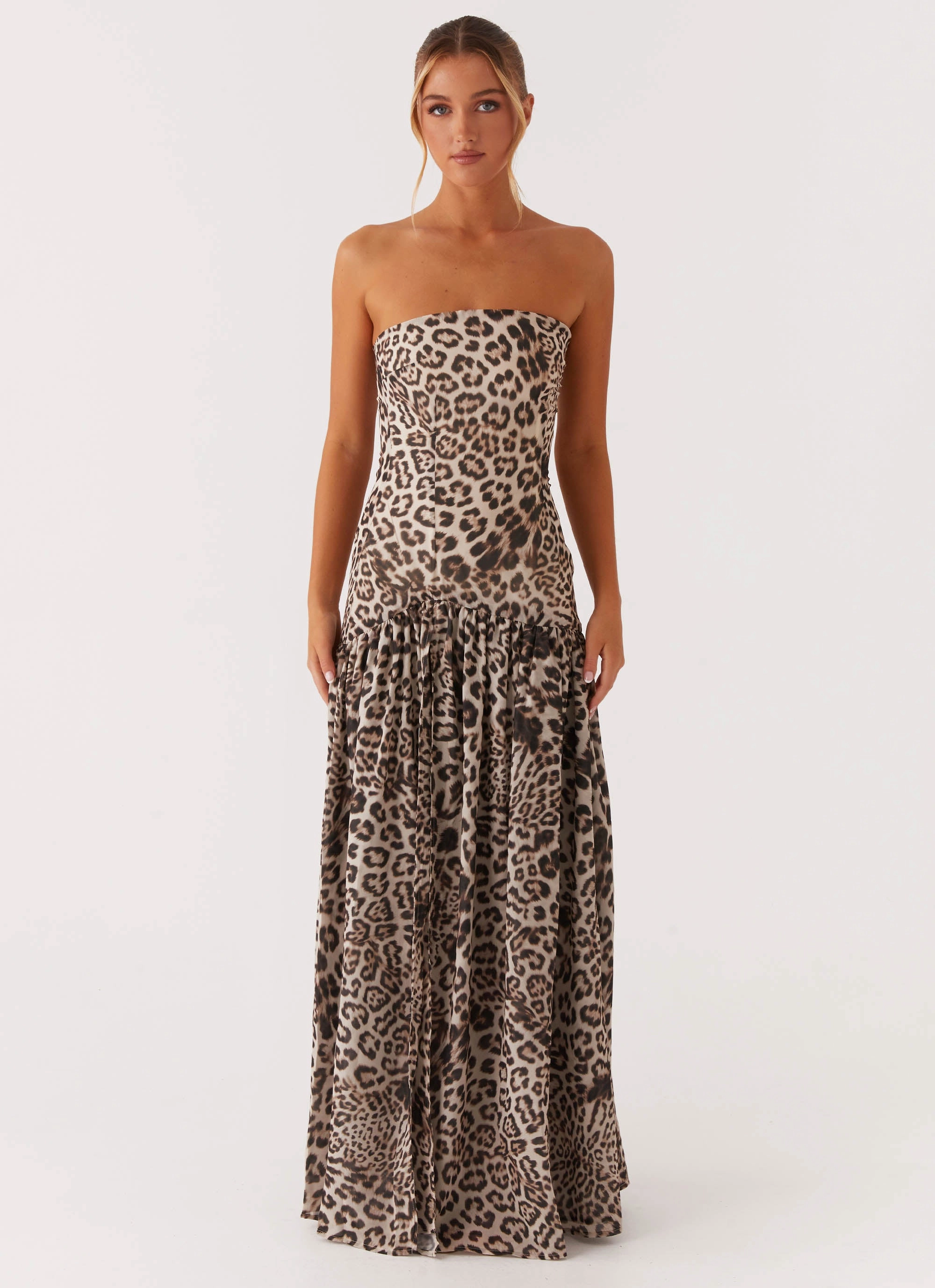 Eden Strapless Maxi Dress - Leopard Stylish Pick Cool Draping